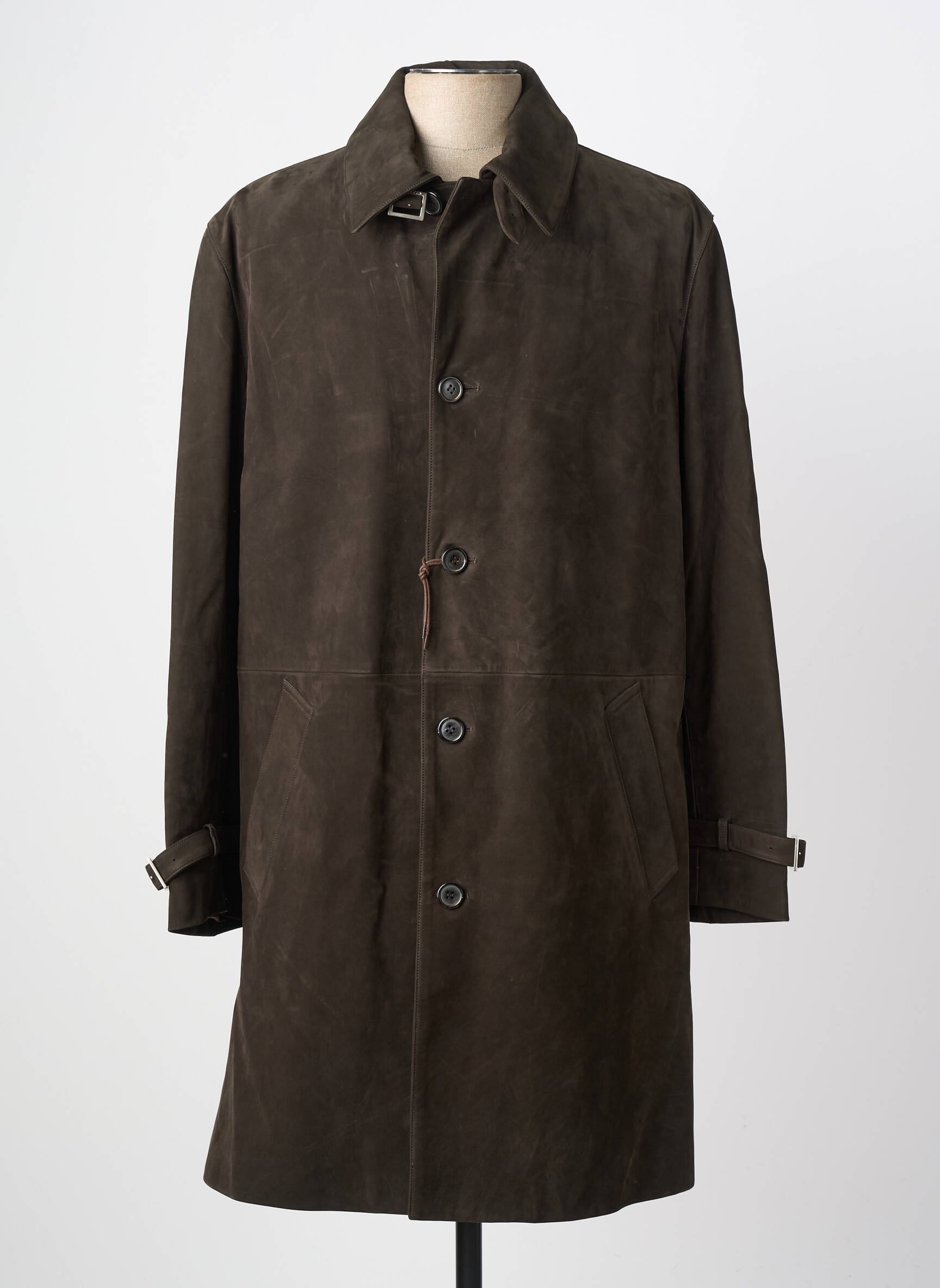 Manteau long fermeture boutonnée sur le devant sans capuche marron SERAPHINE homme