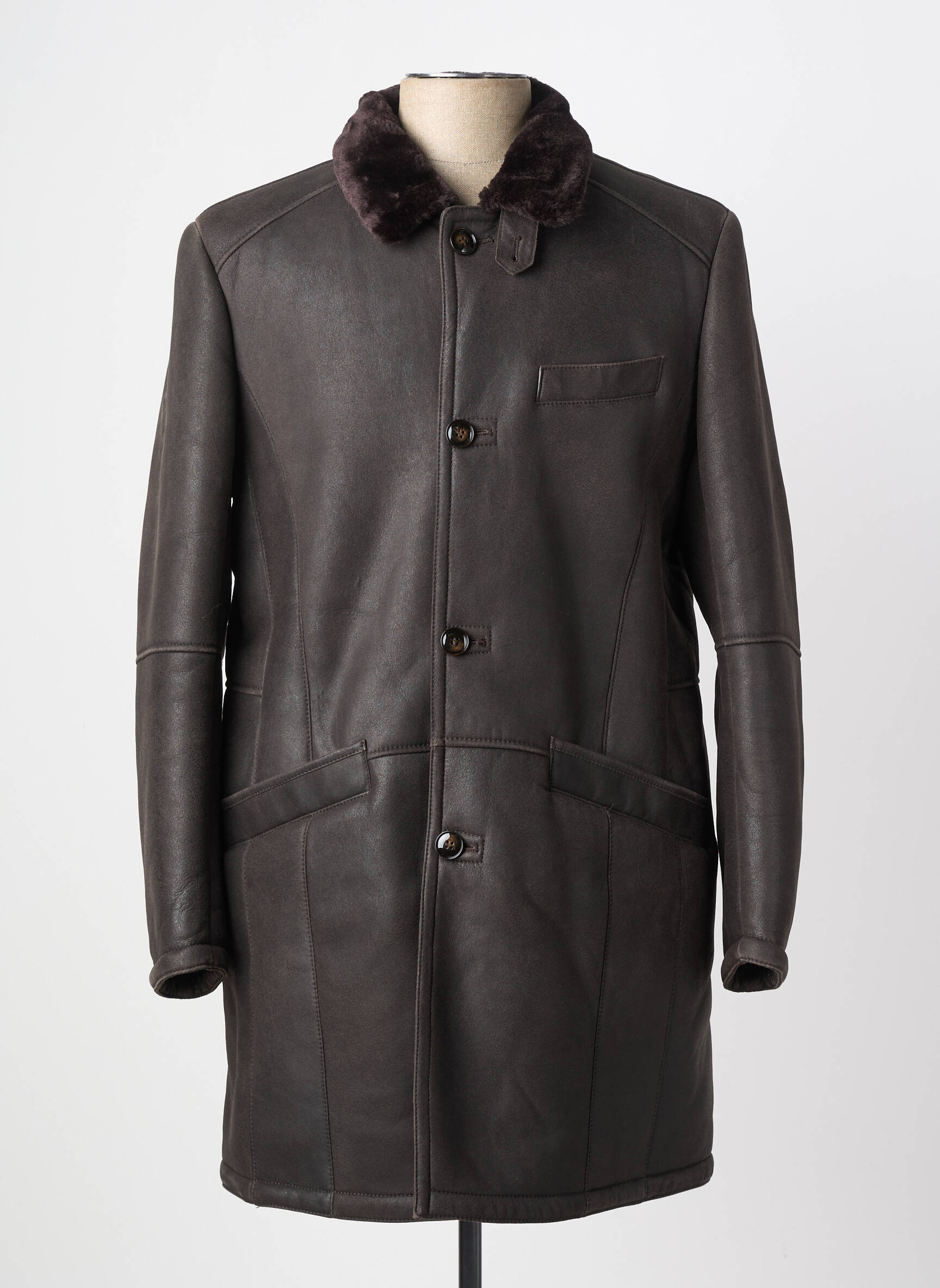 Manteau long fermeture boutonnée sur le devant sans capuche marron MARINI SILVANO homme