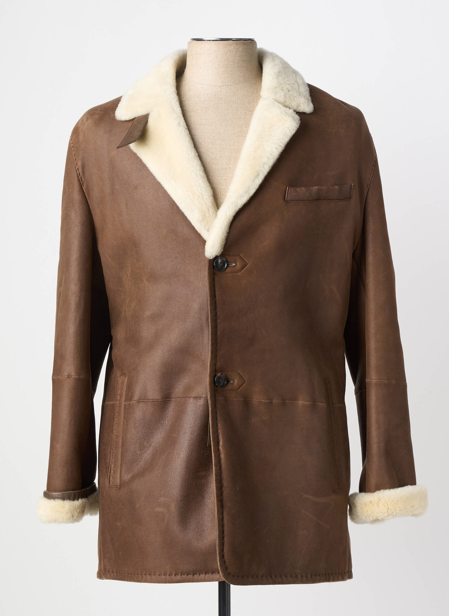 Manteau long fermeture boutonnée sur le devant sans capuche marron MARINI SILVANO homme