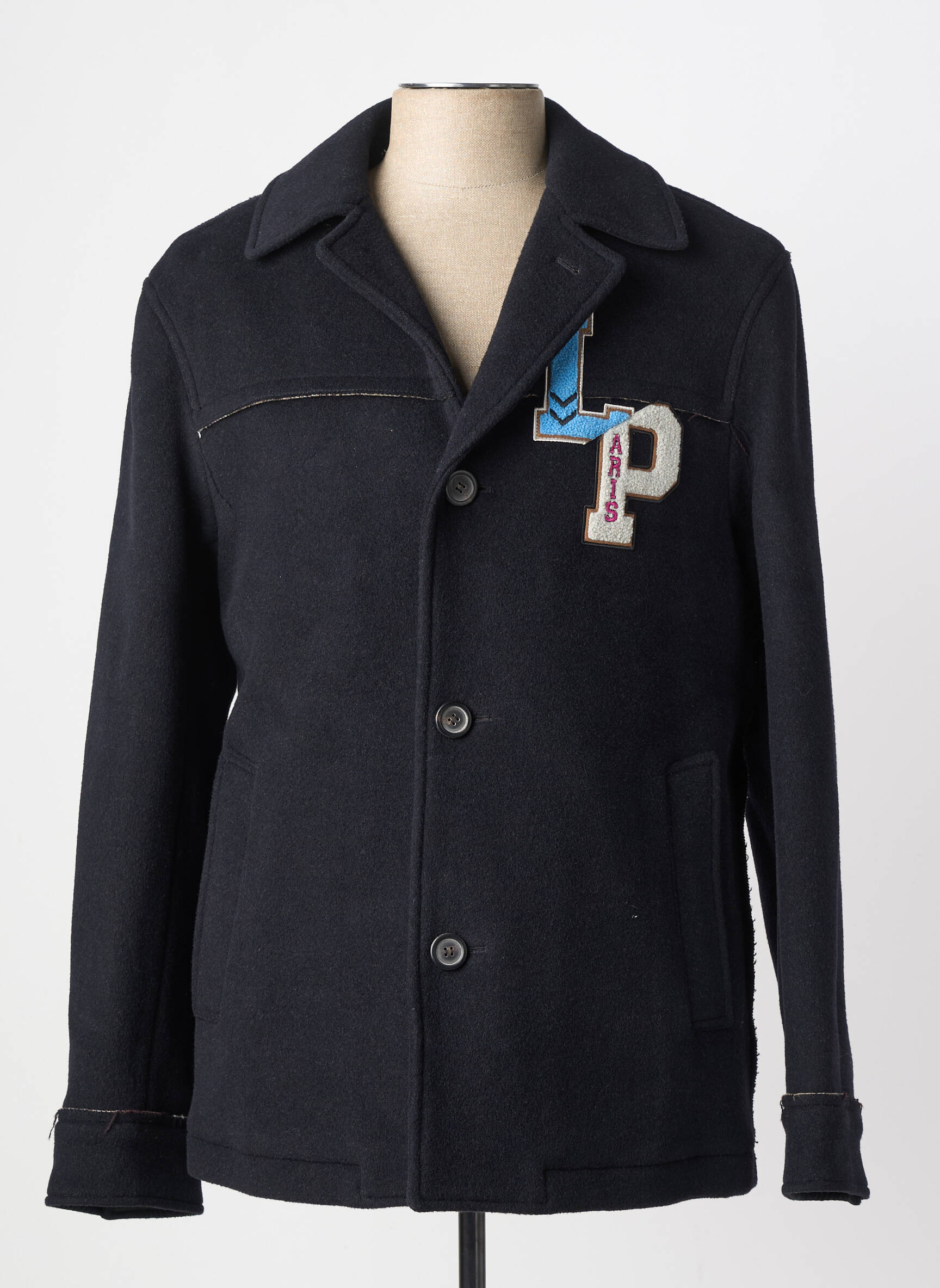 Manteau court poches sans capuche bleu LANVIN homme