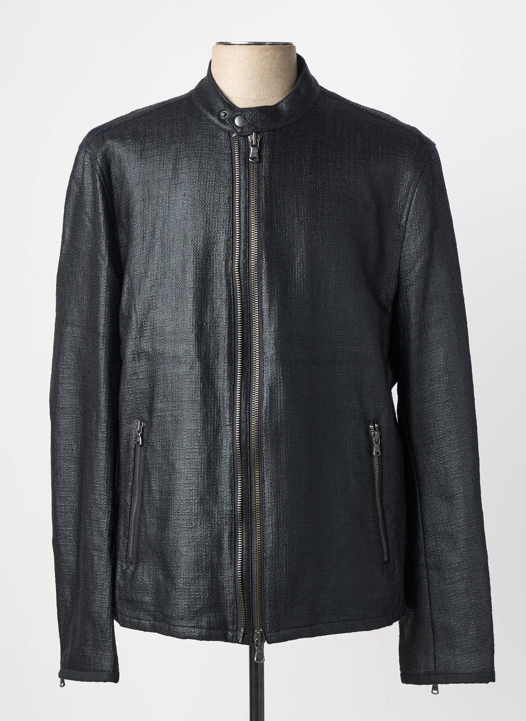 Veste simili cuir effet matière satinée noir JOHN VARVATOS homme