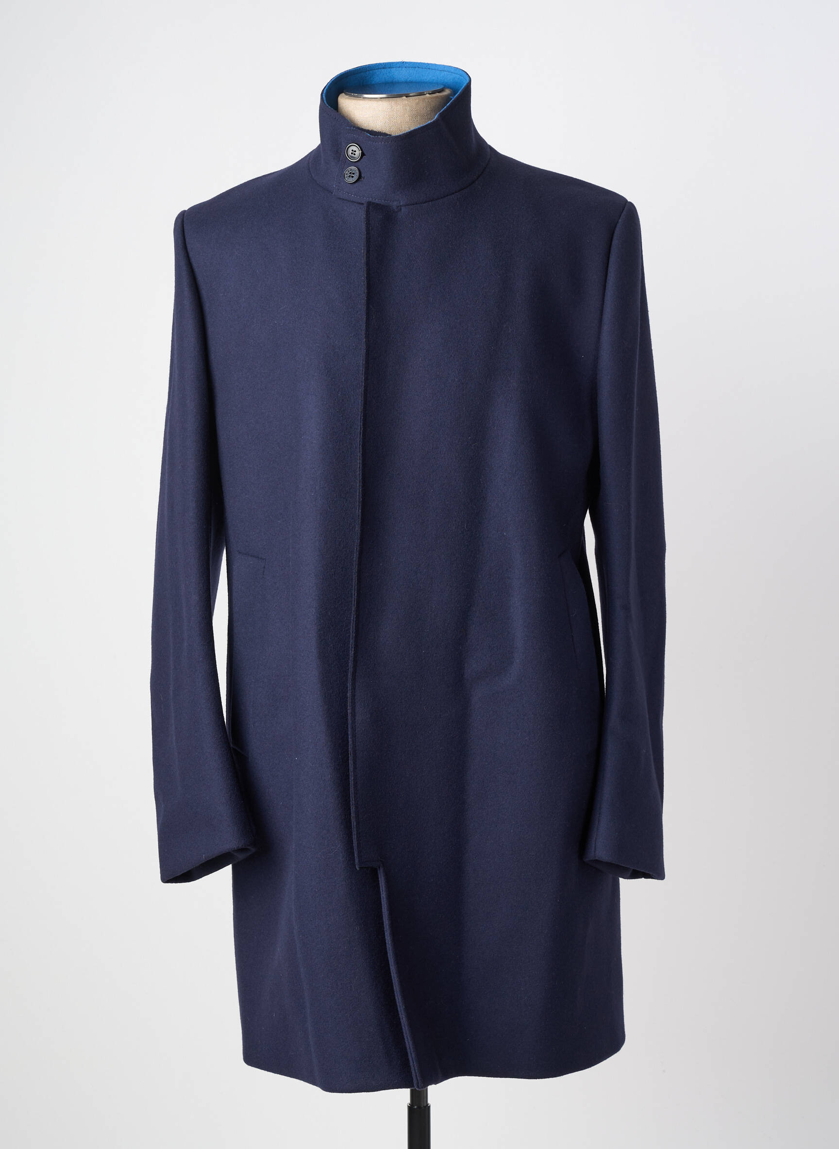 Manteau long fermeture boutonnée sur le devant sans capuche bleu KENZO homme
