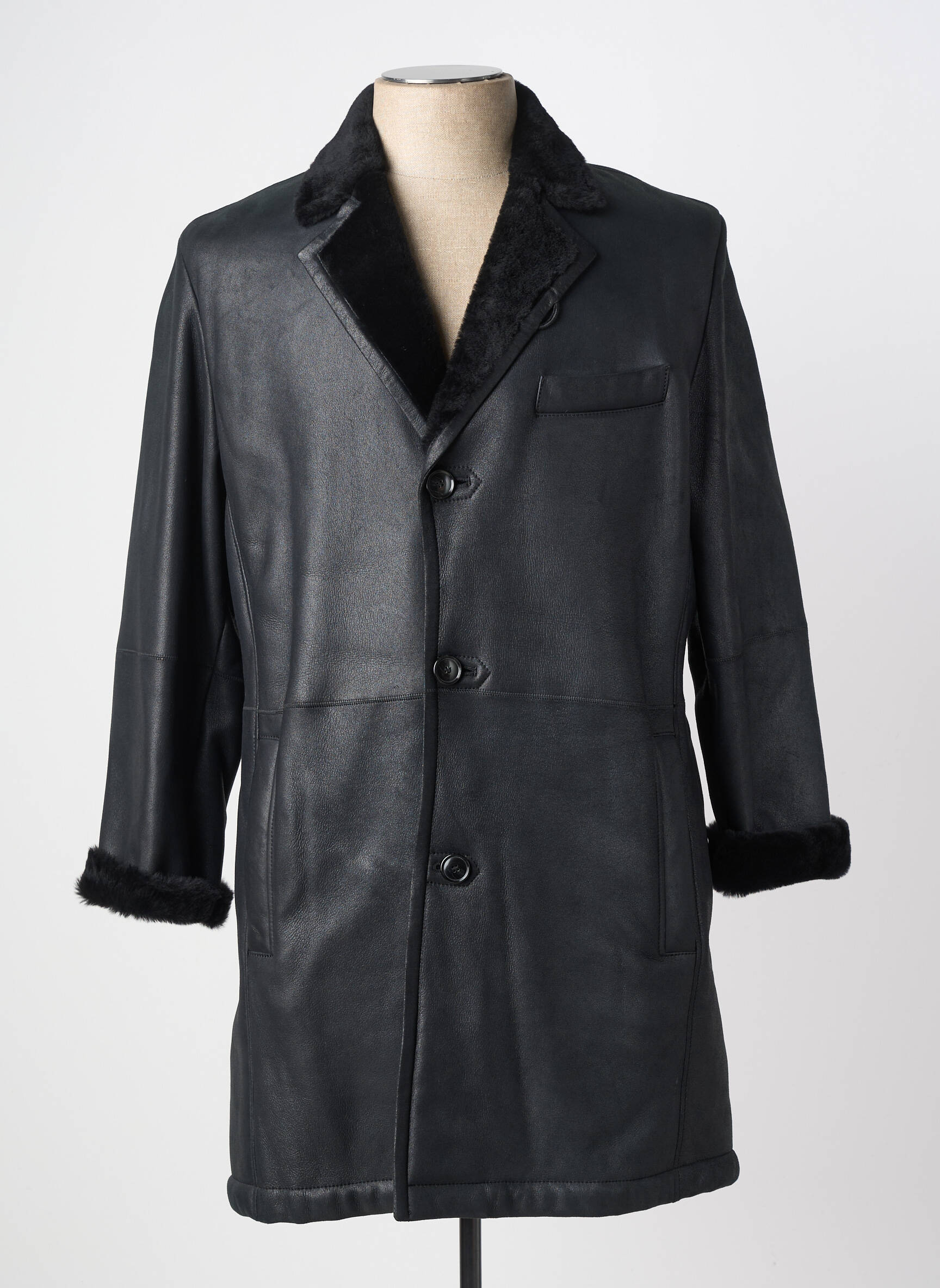 Manteau long fermeture boutonnée sur le devant sans capuche noir MARINI SILVANO homme