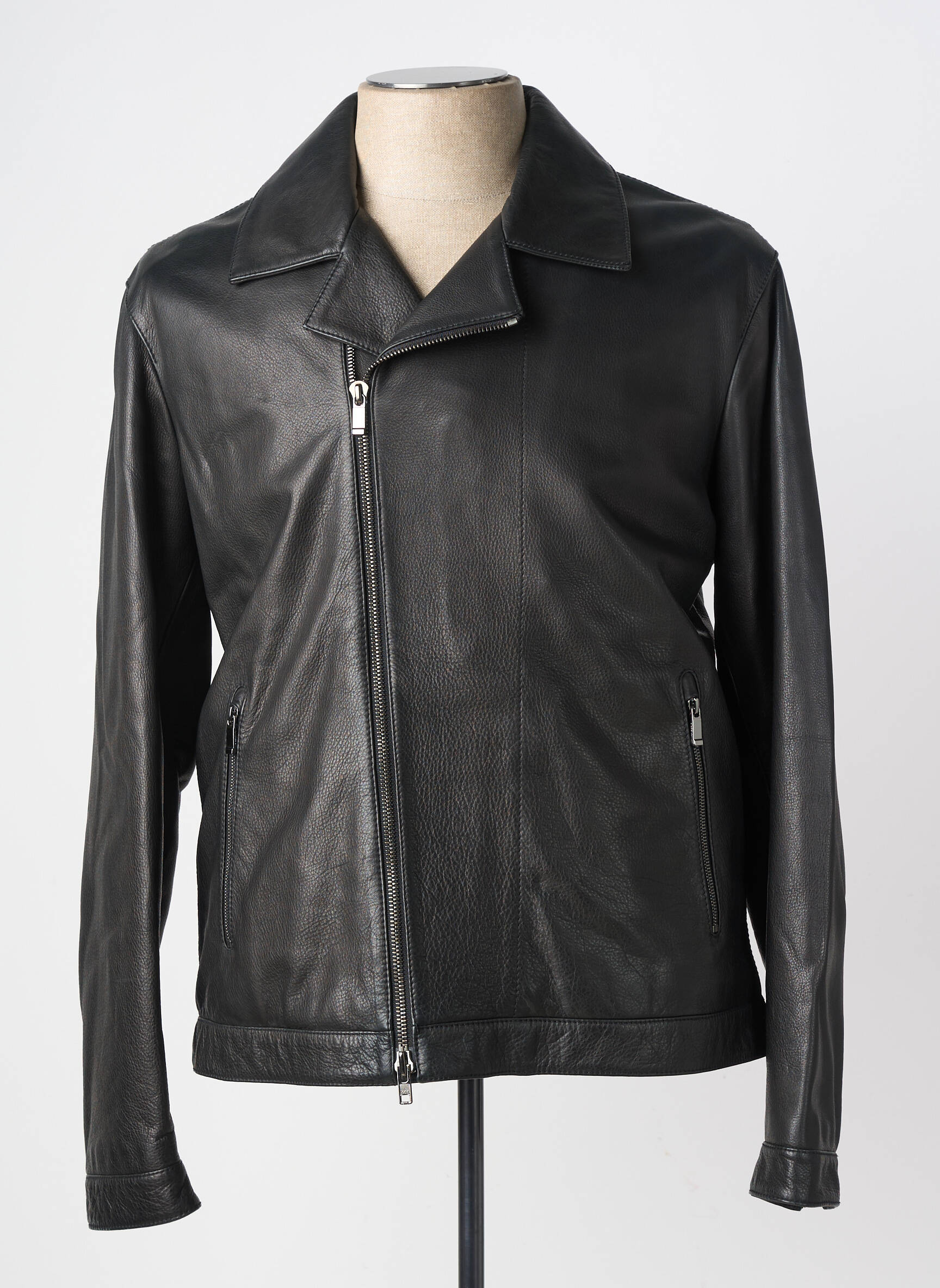 Veste en cuir poches noir Z ZEGNA homme