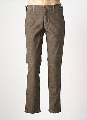 Pantalon slim fermeture zippée sous rabat boutonné taille normale marron MMX homme