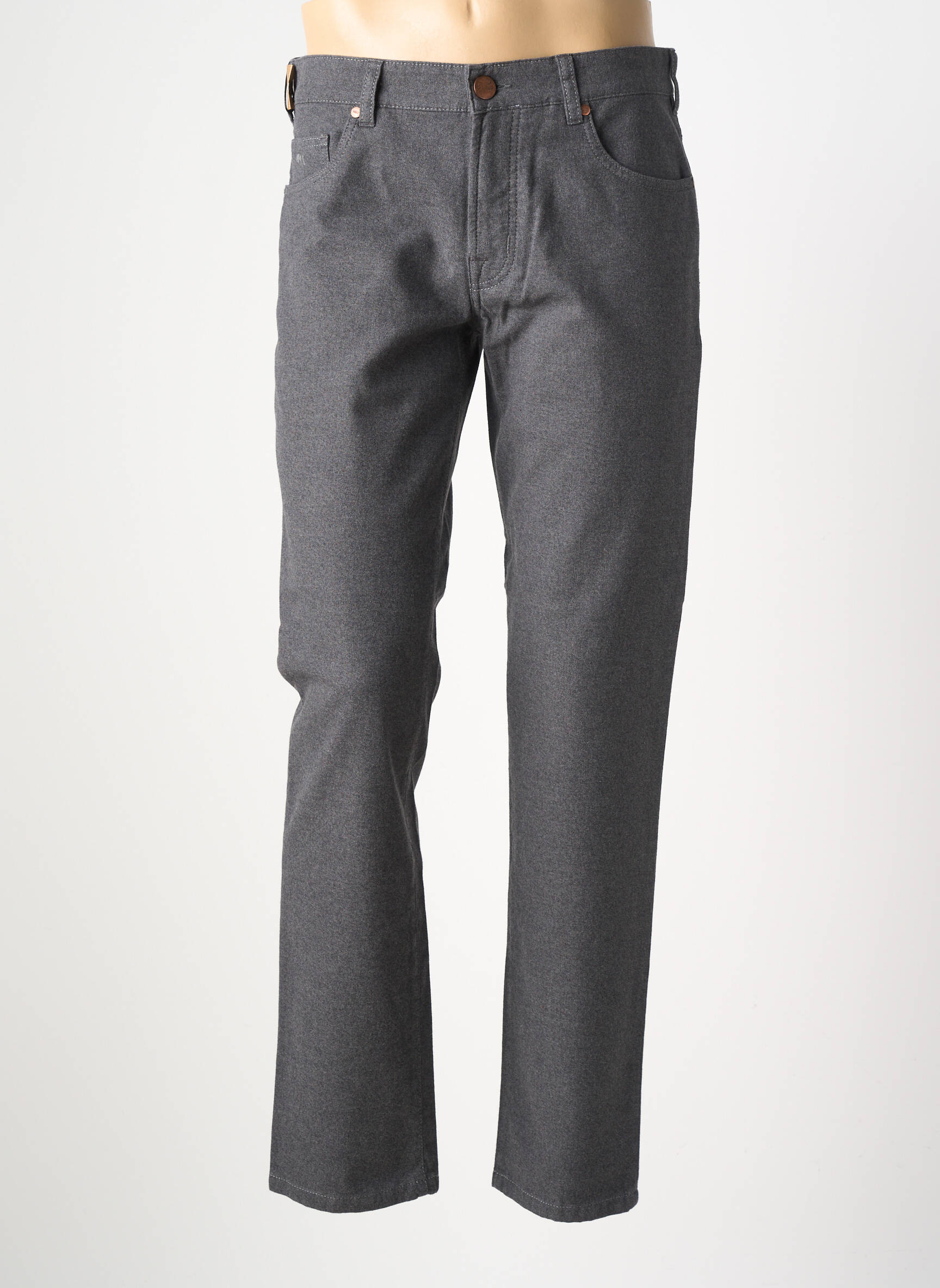 Pantalon slim fermeture zippée sous rabat boutonné gris MMX homme
