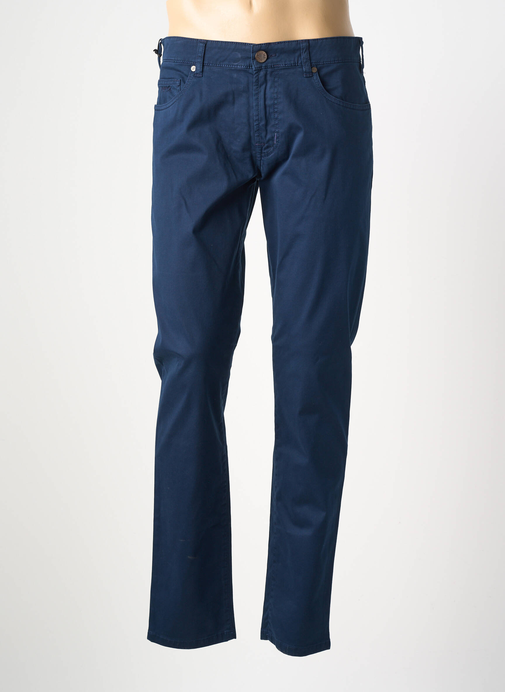 Pantalon slim fermeture zippée sous rabat boutonné bleu MMX homme