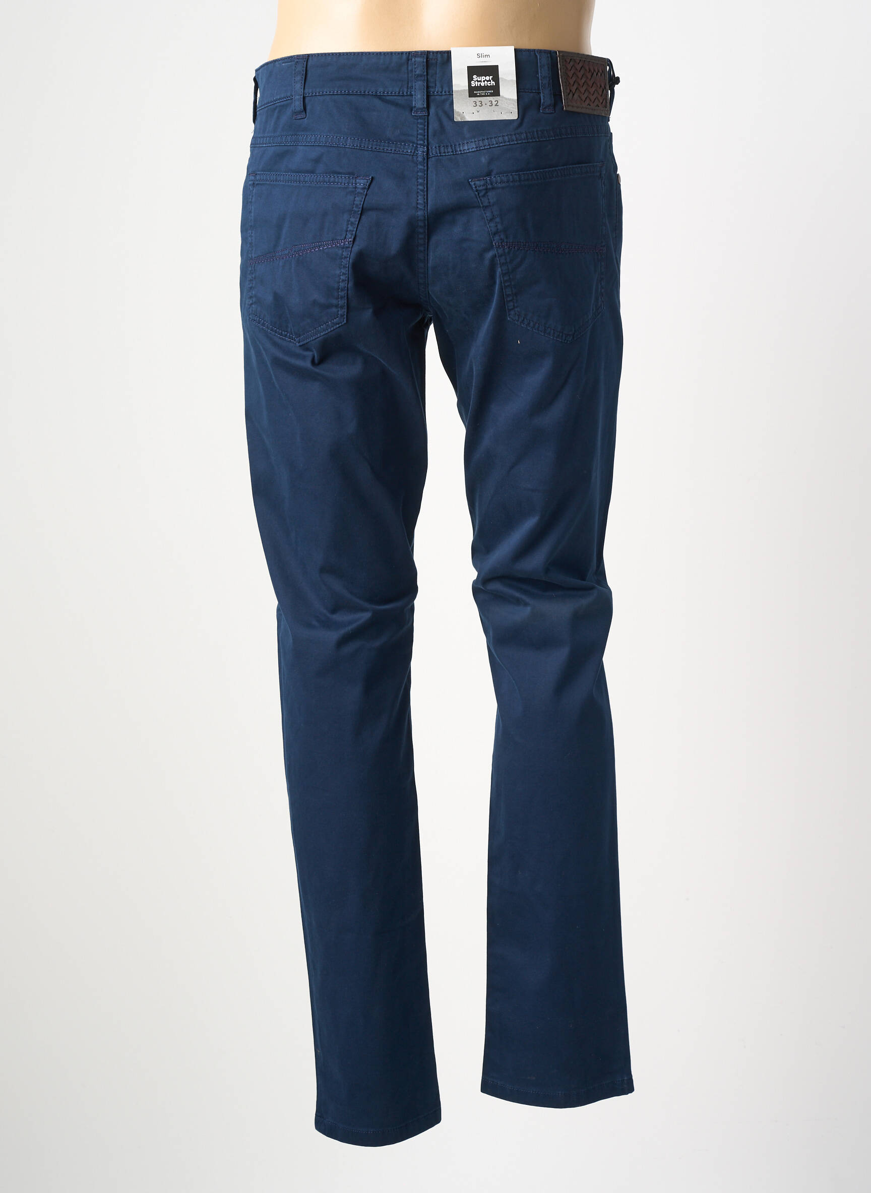 Pantalon slim fermeture zippée sous rabat boutonné bleu MMX homme