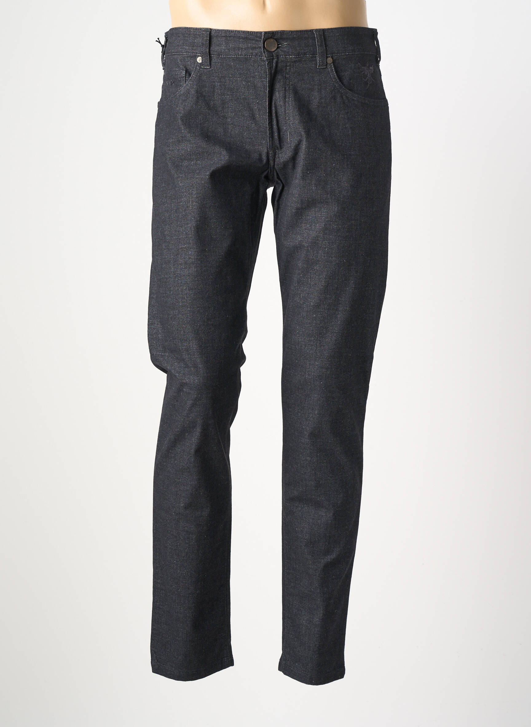 Pantalon slim fermeture zippée sous rabat boutonné gris MMX homme