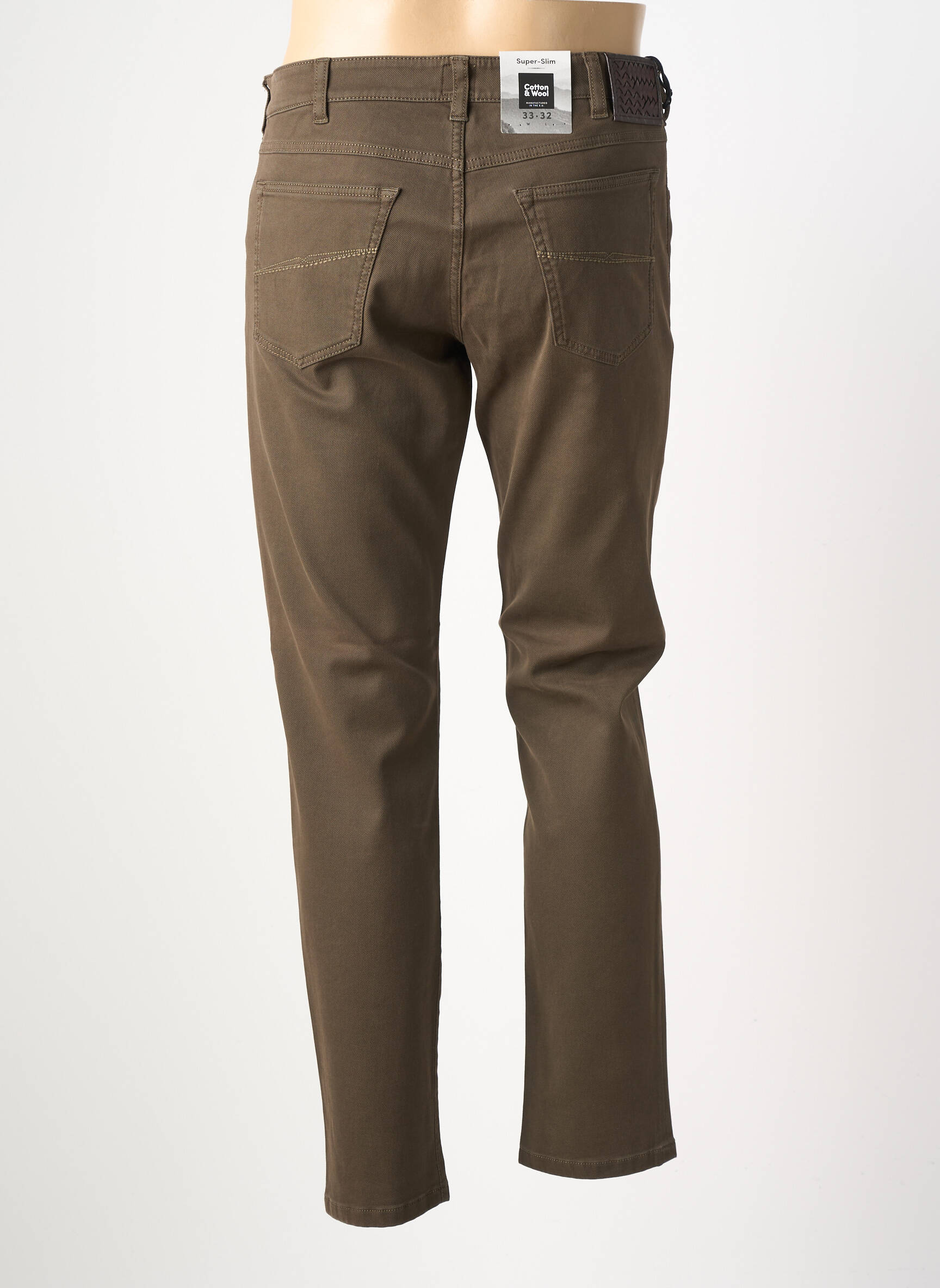Pantalon slim fermeture zippée sous rabat boutonné marron MMX homme