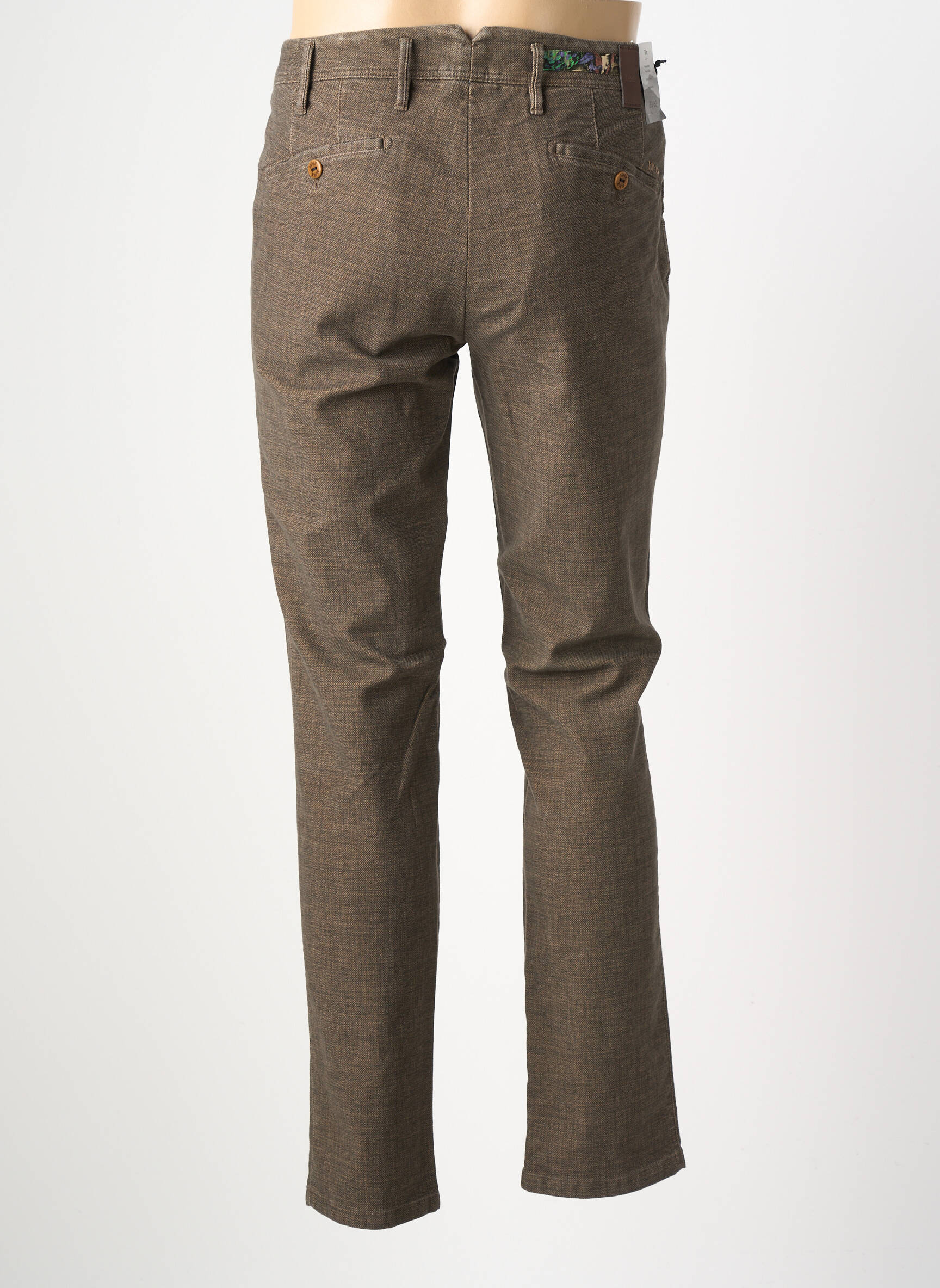 Pantalon slim fermeture zippée sous rabat boutonné taille normale marron MMX homme