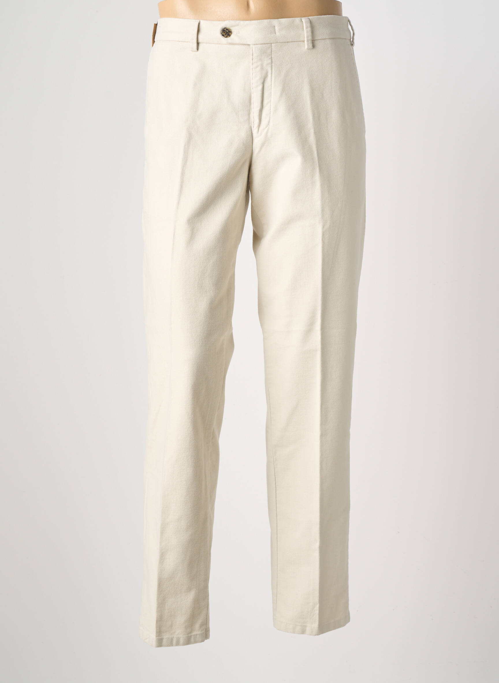 Pantalon slim fermeture zippée sous rabat boutonné beige MMX homme