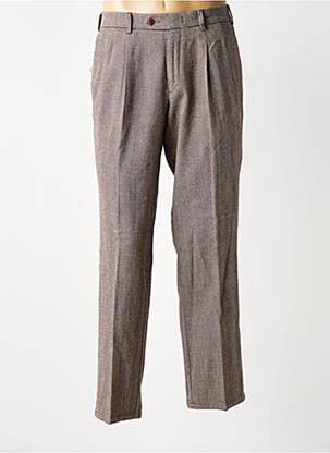 Pantalon droit fermeture zippée sous rabat avec crochet taille normale marron MMX homme