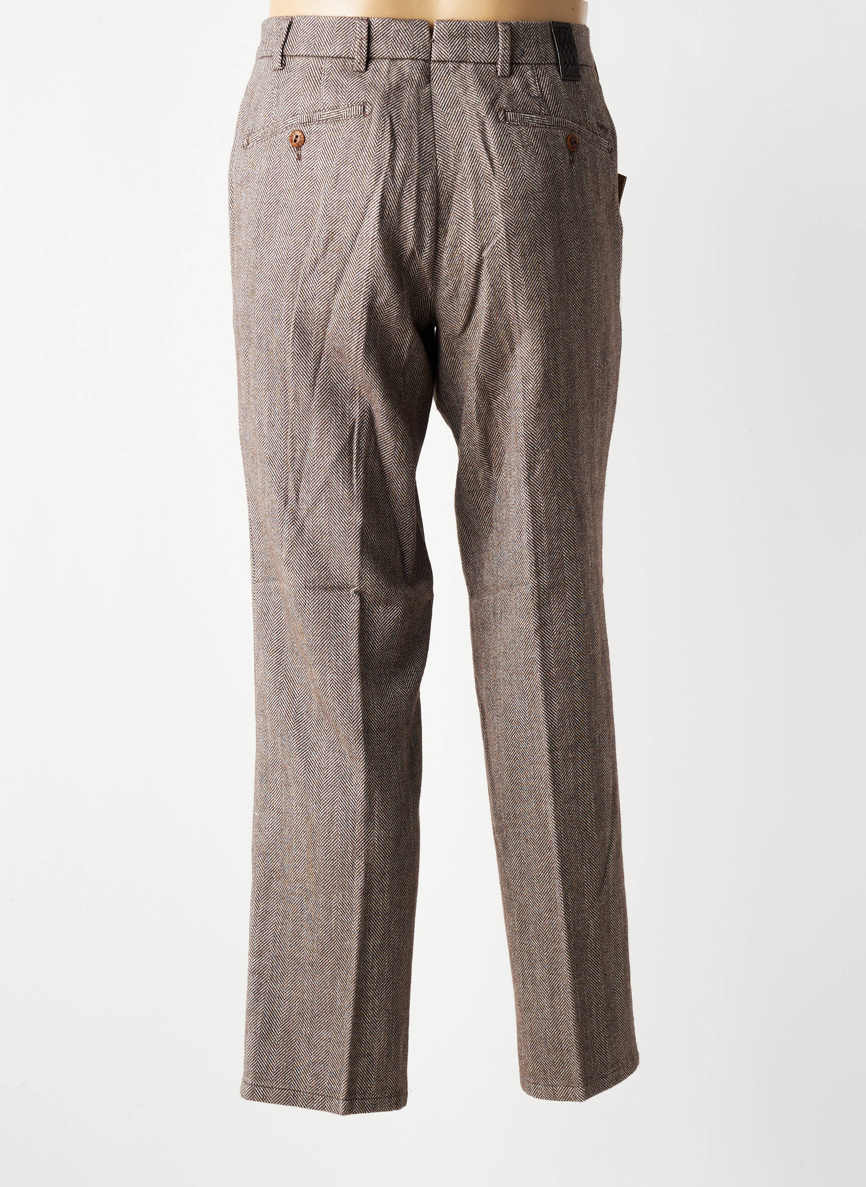 Pantalon droit fermeture zippée sous rabat avec crochet taille normale marron MMX homme