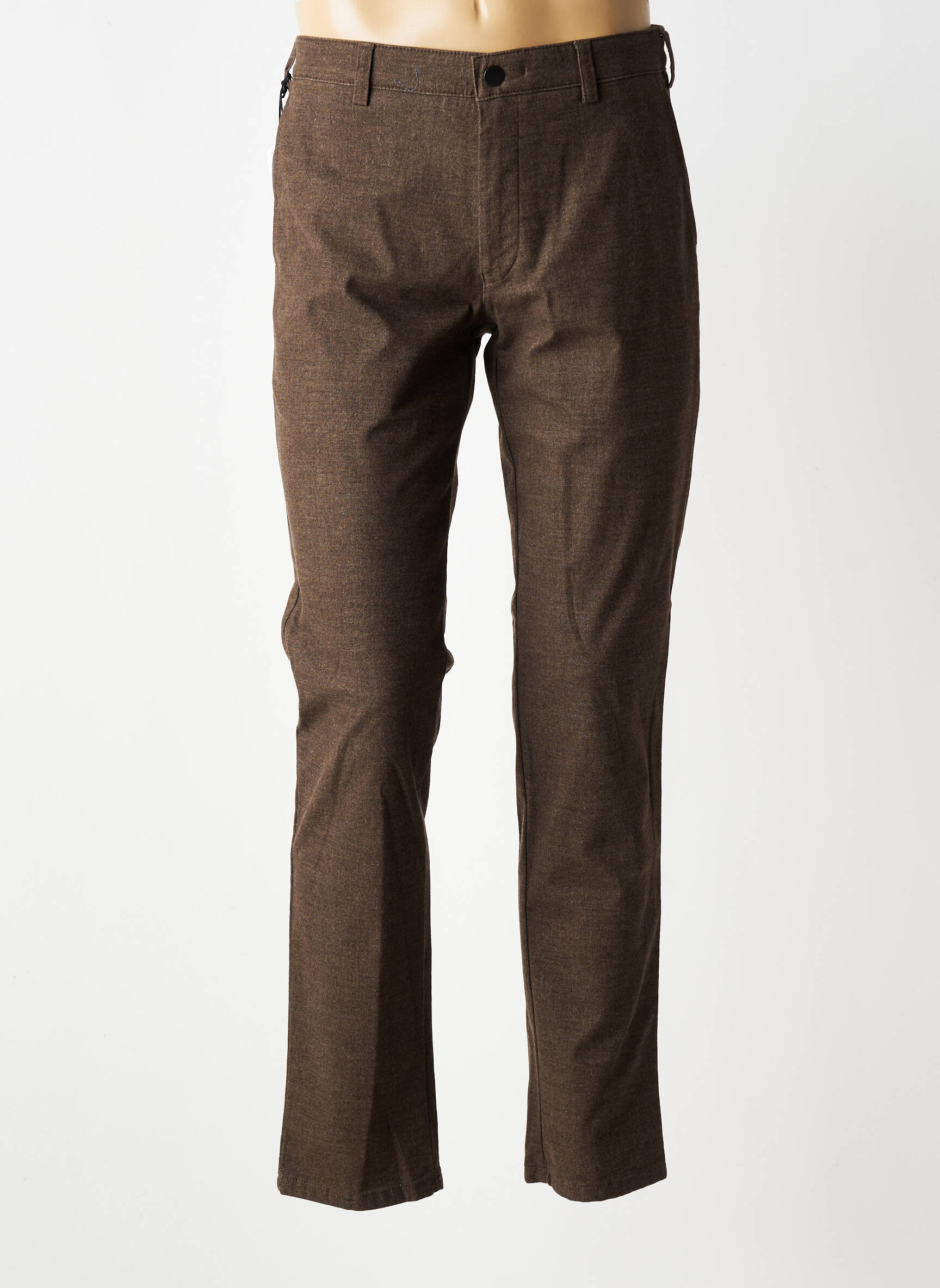 Pantalon chino tissage chiné taille normale marron MMX homme