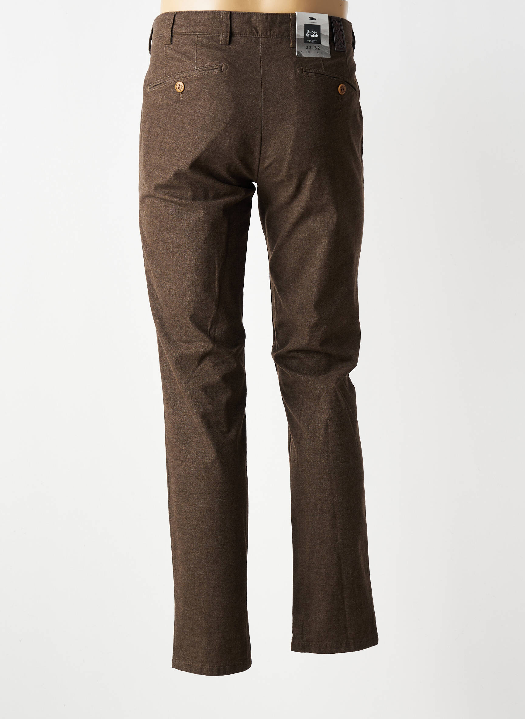 Pantalon chino tissage chiné taille normale marron MMX homme