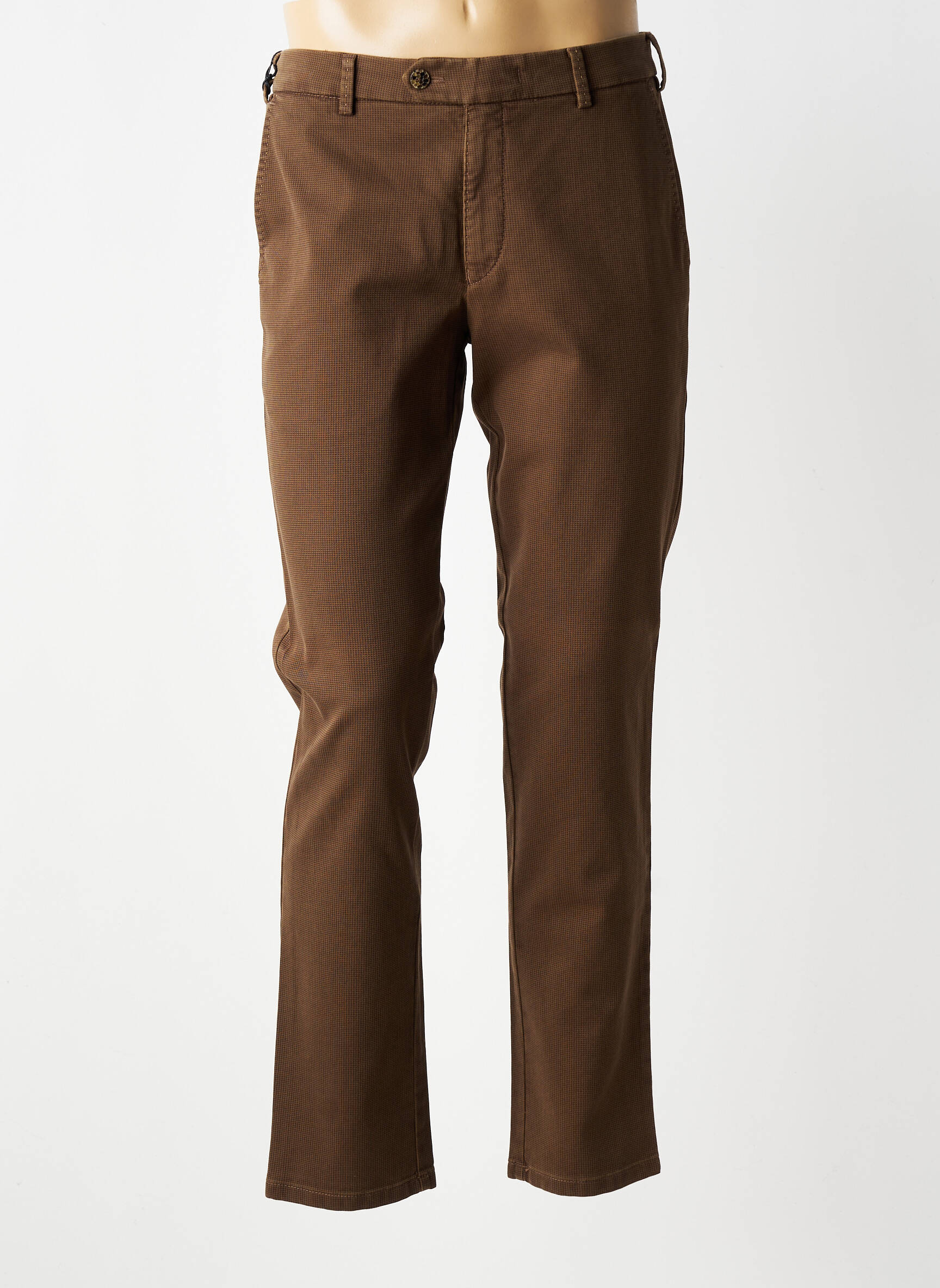 Pantalon chino tissage chiné taille normale marron MMX homme