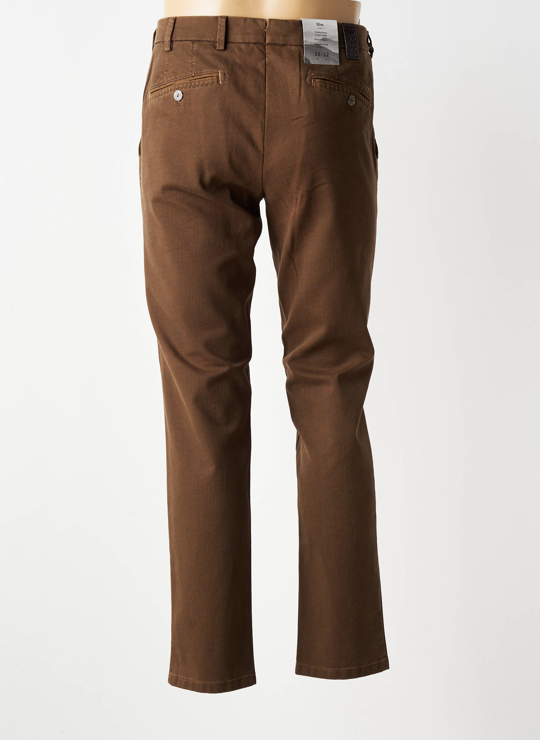 Pantalon chino tissage chiné taille normale marron MMX homme