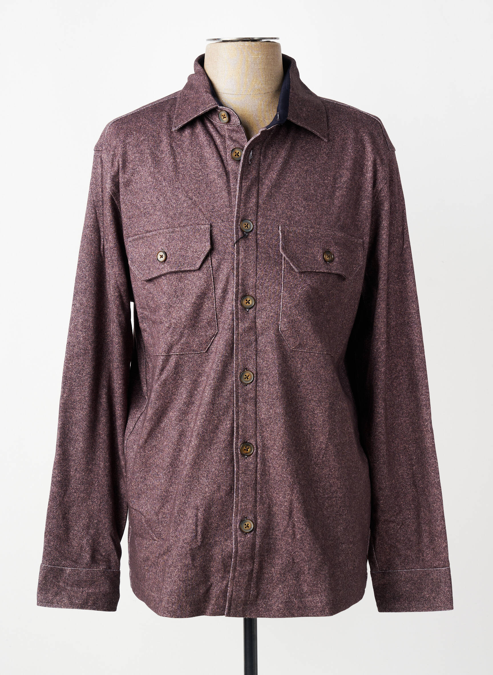 Chemise manches longues coupe cintrée marron DESOTO homme