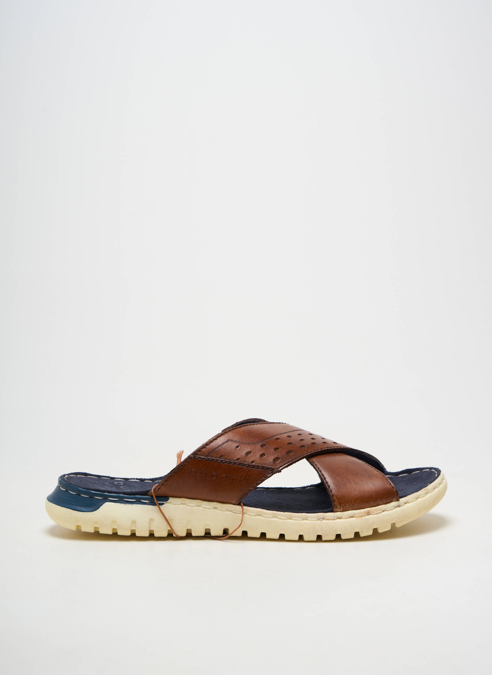 Mules/sabots matière lisse bout ouvert marron BUGATTI homme