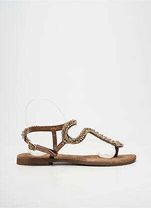 Sandales/nu pieds chiquet talon plat jusqu'à 3cm marron SANTAFE femme