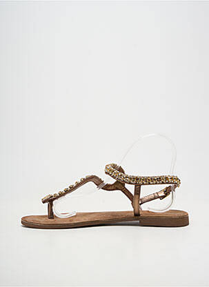 Sandales/nu pieds chiquet talon plat jusqu'à 3cm marron SANTAFE femme