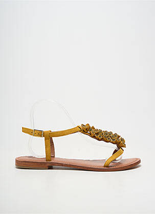 Sandales/nu pieds chiquet talon plat jusqu'à 3cm jaune SANTAFE femme