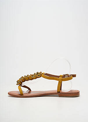 Sandales/nu pieds chiquet talon plat jusqu'à 3cm jaune SANTAFE femme