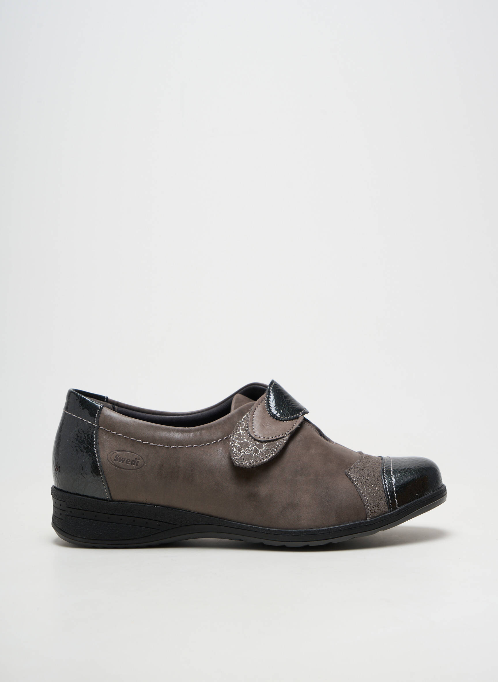 Chaussures de confort matière lisse talon plat jusqu'à 3cm gris SWEDI femme