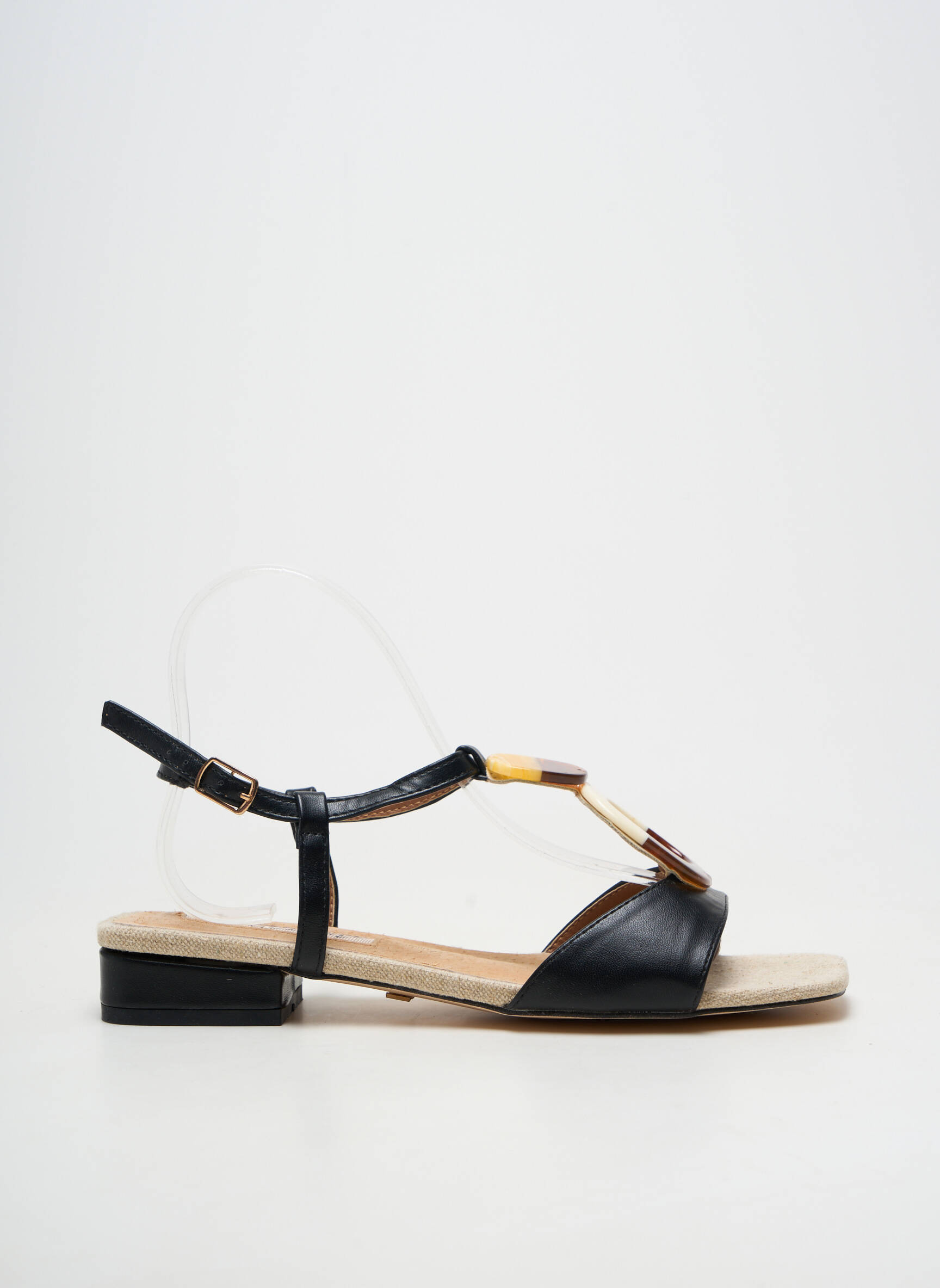 Sandales/nu pieds matière lisse talon plat jusqu'à 3cm noir MARIAMARE femme