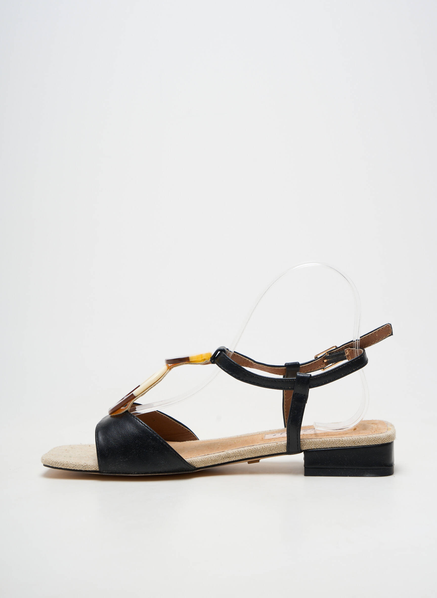 Sandales/nu pieds matière lisse talon plat jusqu'à 3cm noir MARIAMARE femme