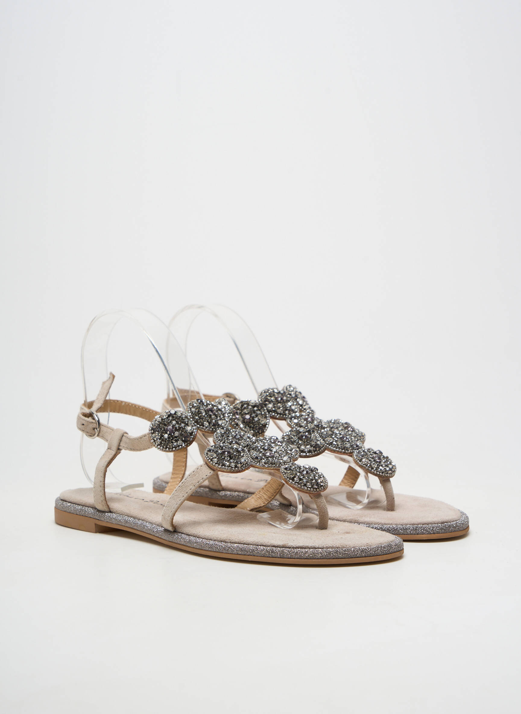 Sandales/nu pieds chiquet talon plat jusqu'à 3cm beige ALMA EN PENA femme