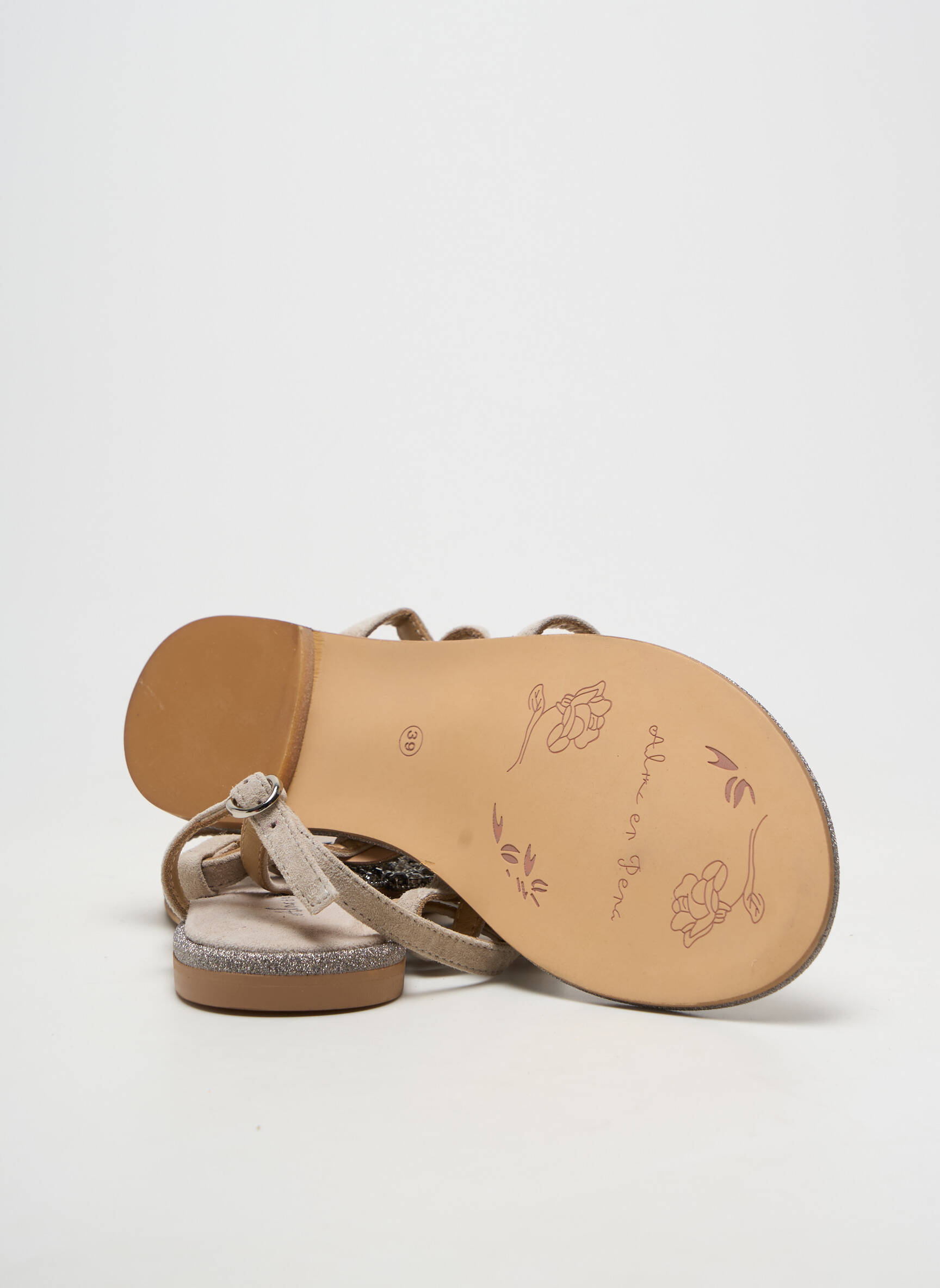 Sandales/nu pieds chiquet talon plat jusqu'à 3cm beige ALMA EN PENA femme