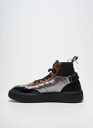 Baskets matière lisse talon plat jusqu'à 3cm noir CRICKIT HAMBURG femme