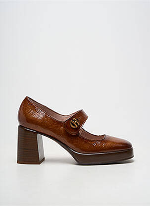 Escarpins matière lisse talon de 7 à 9cm marron HISPANITAS femme