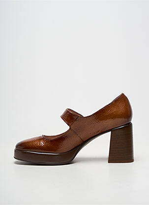 Escarpins matière lisse talon de 7 à 9cm marron HISPANITAS femme