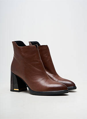 Bottines/boots matière lisse talon de 7 à 9cm marron METAMORF'OSE femme