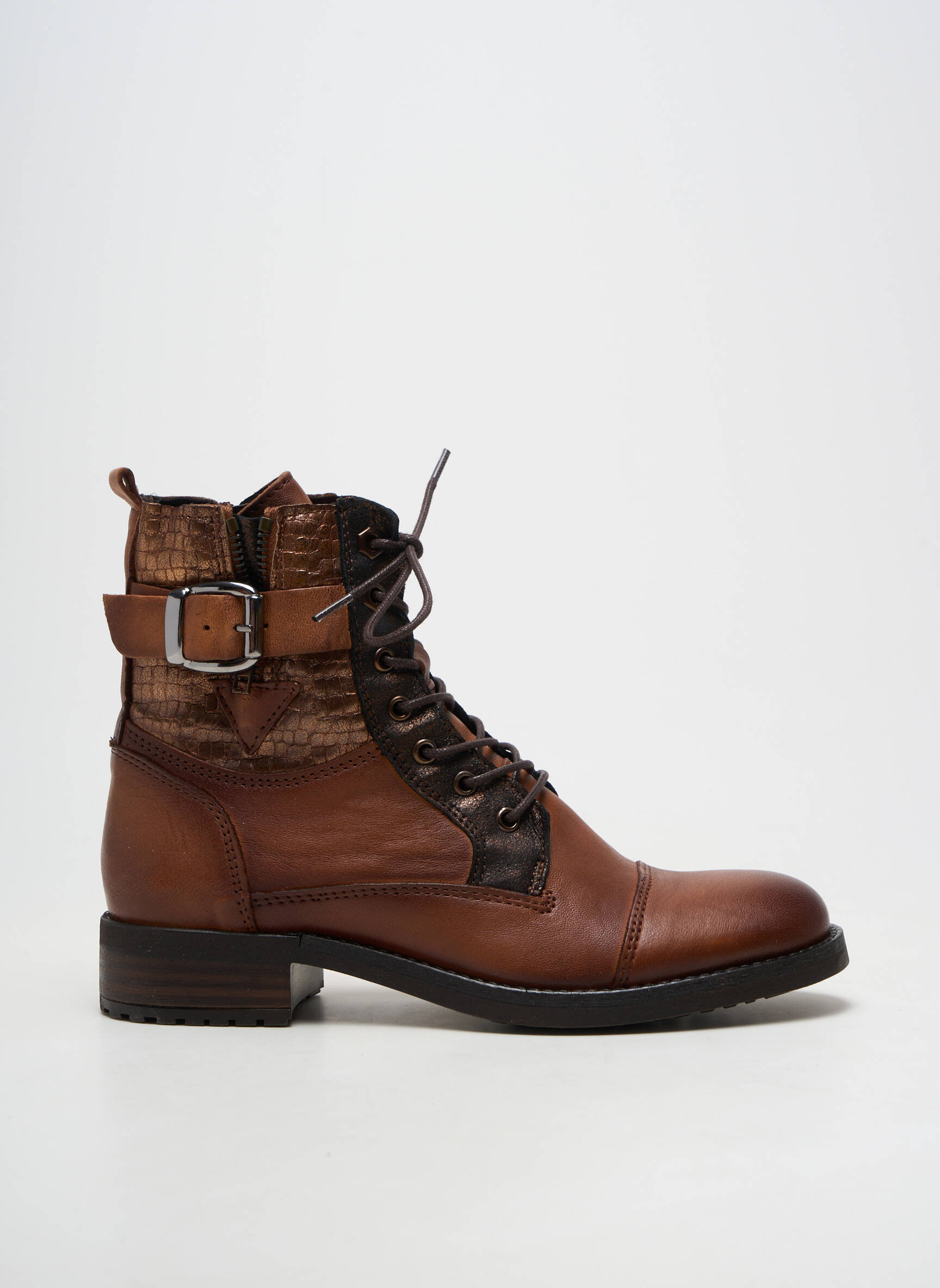 Bottines/boots matière lisse talon plat jusqu'à 3cm marron COCO ET ABRICOT femme