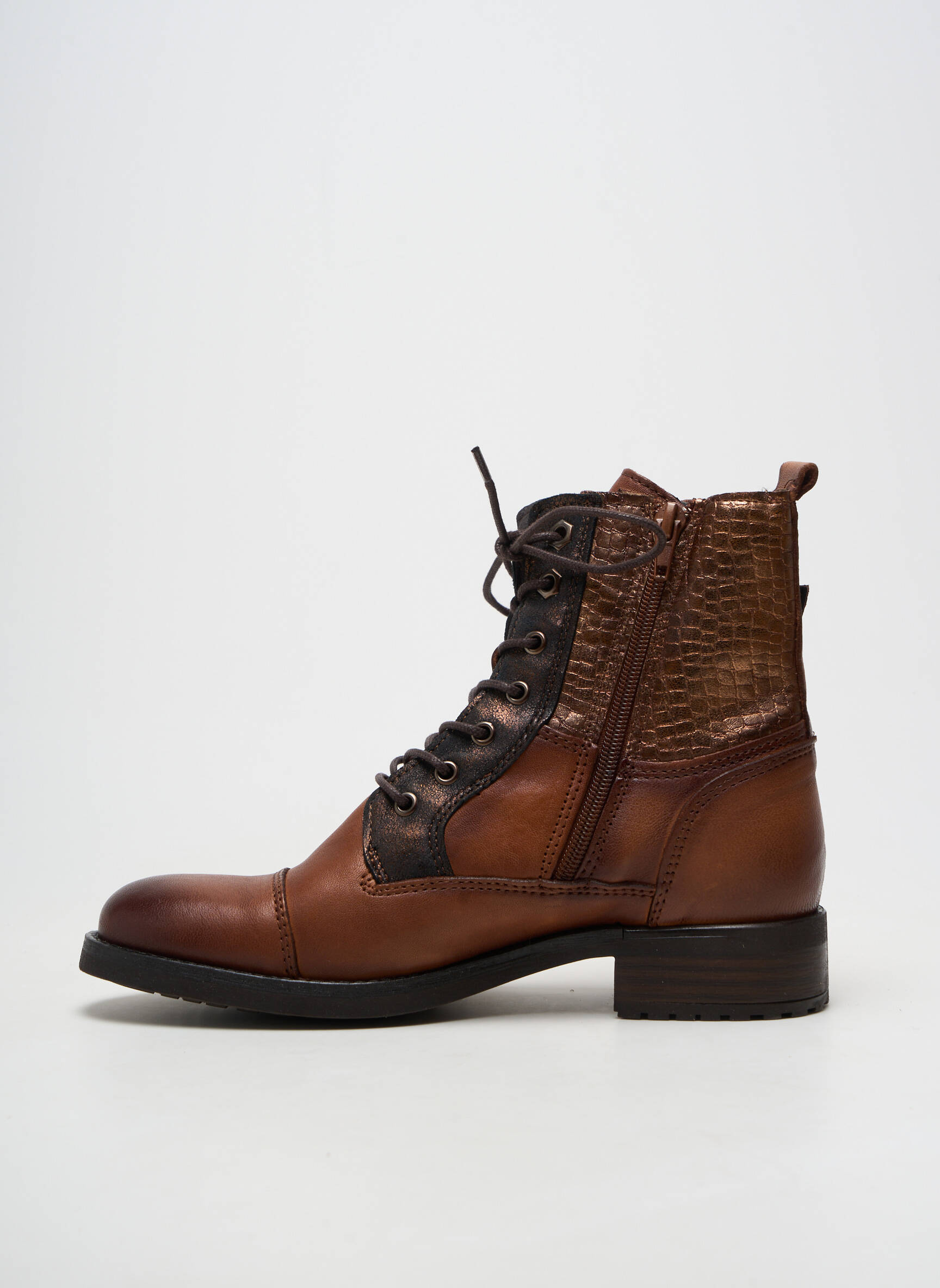 Bottines/boots matière lisse talon plat jusqu'à 3cm marron COCO ET ABRICOT femme