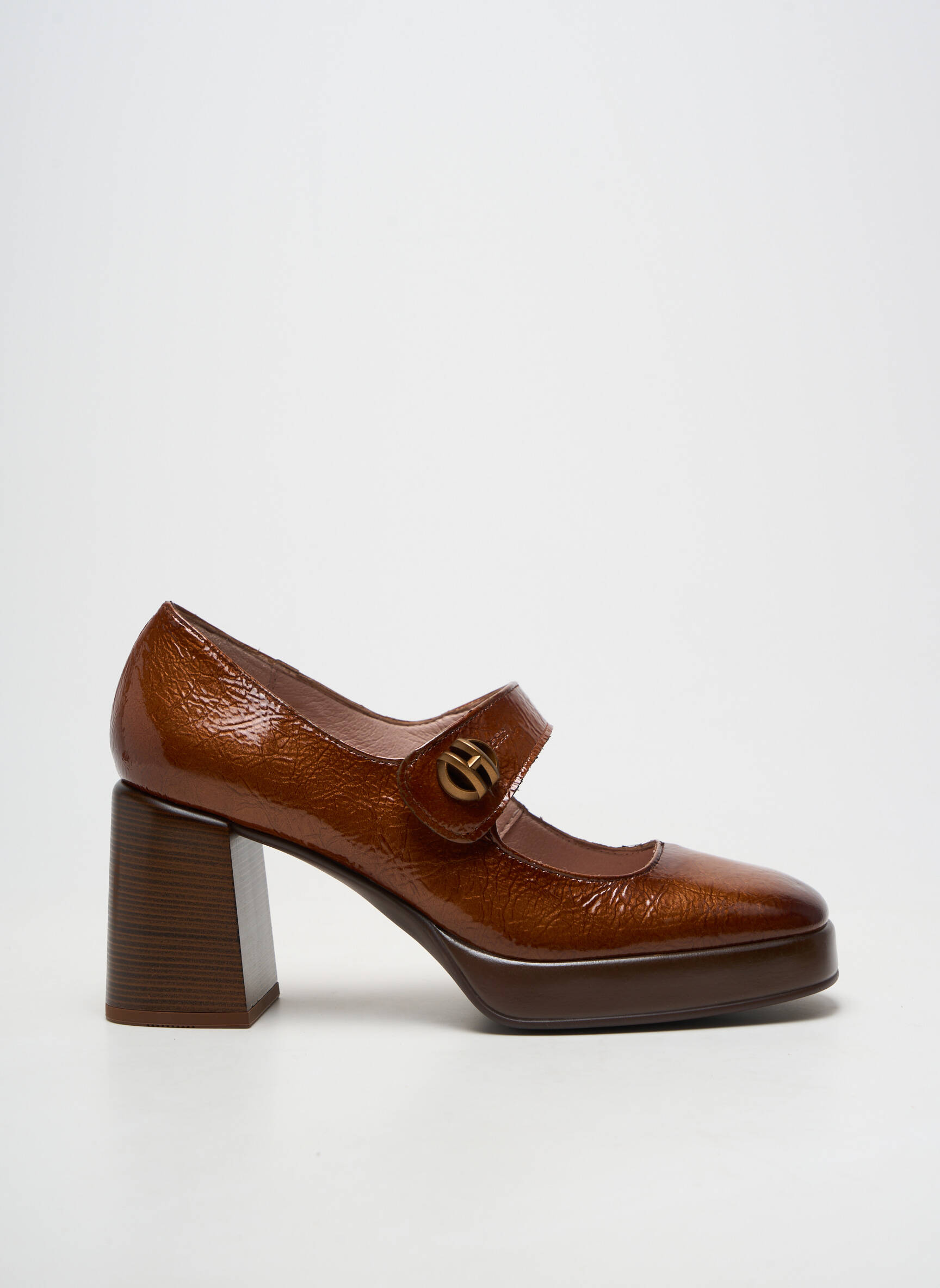 Escarpins matière lisse talon de 7 à 9cm marron HISPANITAS femme