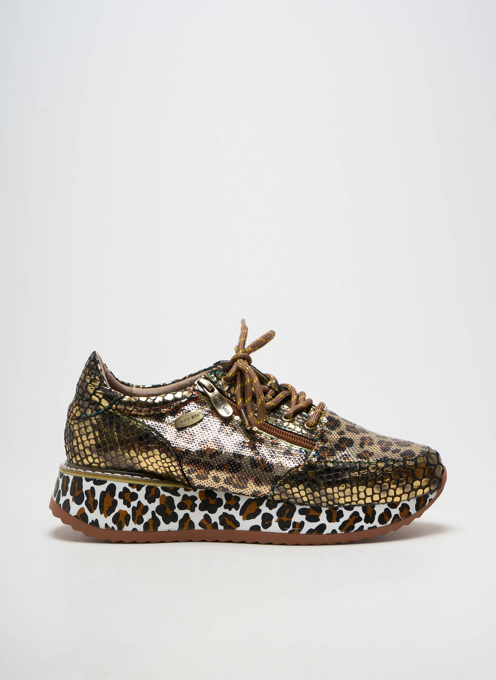 Baskets plateforme talon plat jusqu'à 3cm marron LAURA VITA femme