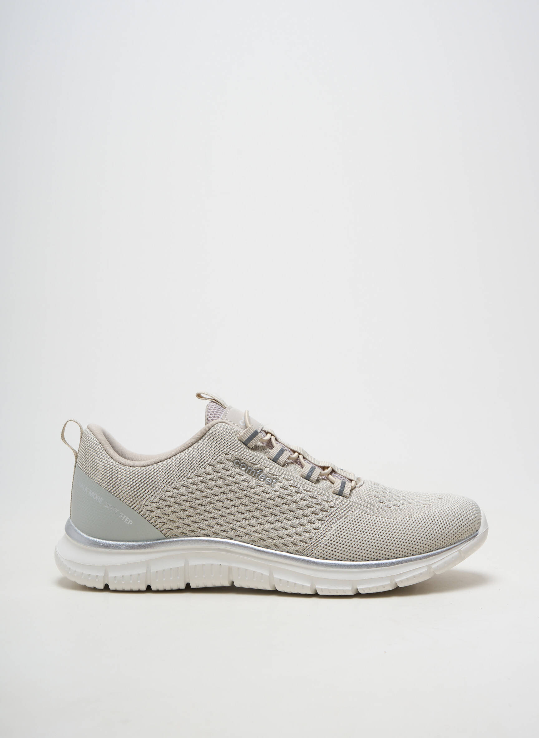 Baskets bout rond talon plat jusqu'à 3cm gris COMFEET femme
