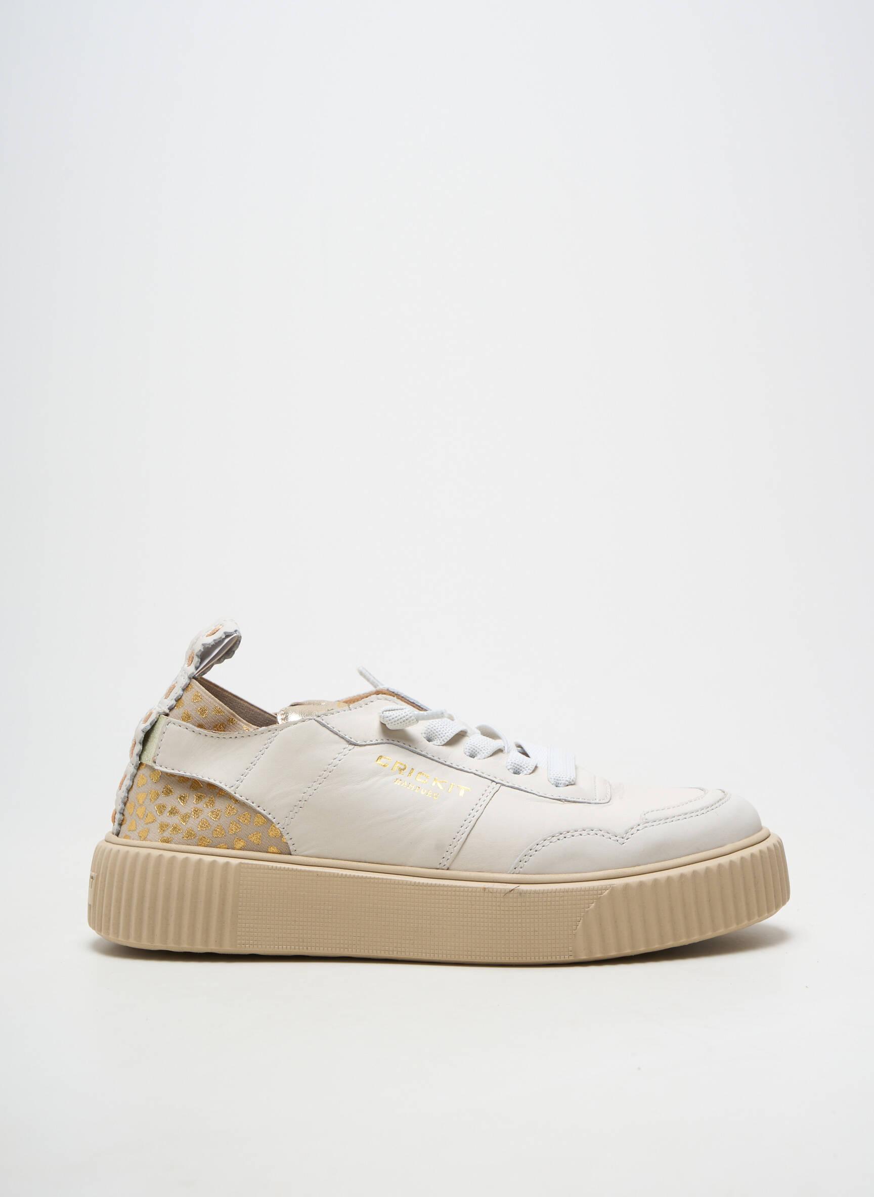 Baskets matière lisse talon plat jusqu'à 3cm beige CRICKIT HAMBURG femme