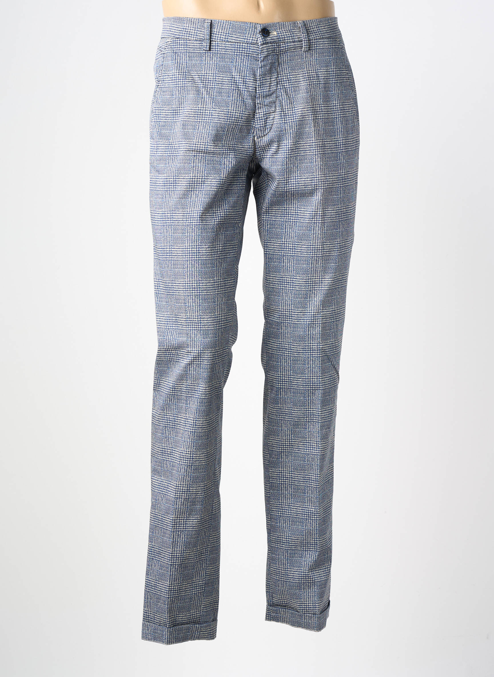Pantalon chino imprimé imprimé prince de galle taille basse bleu MASON'S homme