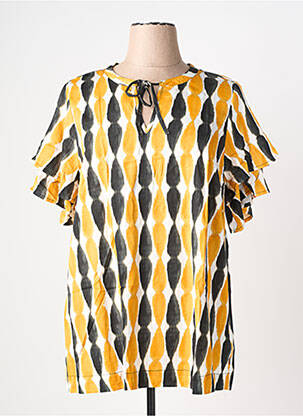 Tunique manches courtes col rond jaune ZHENZI femme