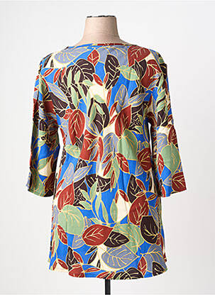Tunique manches longues tissage crêpe bleu MASAI femme
