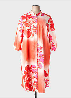 Robe mi-longue imprimé fleurs manches 3/4 orange NOENE femme