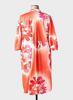 Robe mi-longue imprimé fleurs manches 3/4 orange NOENE femme