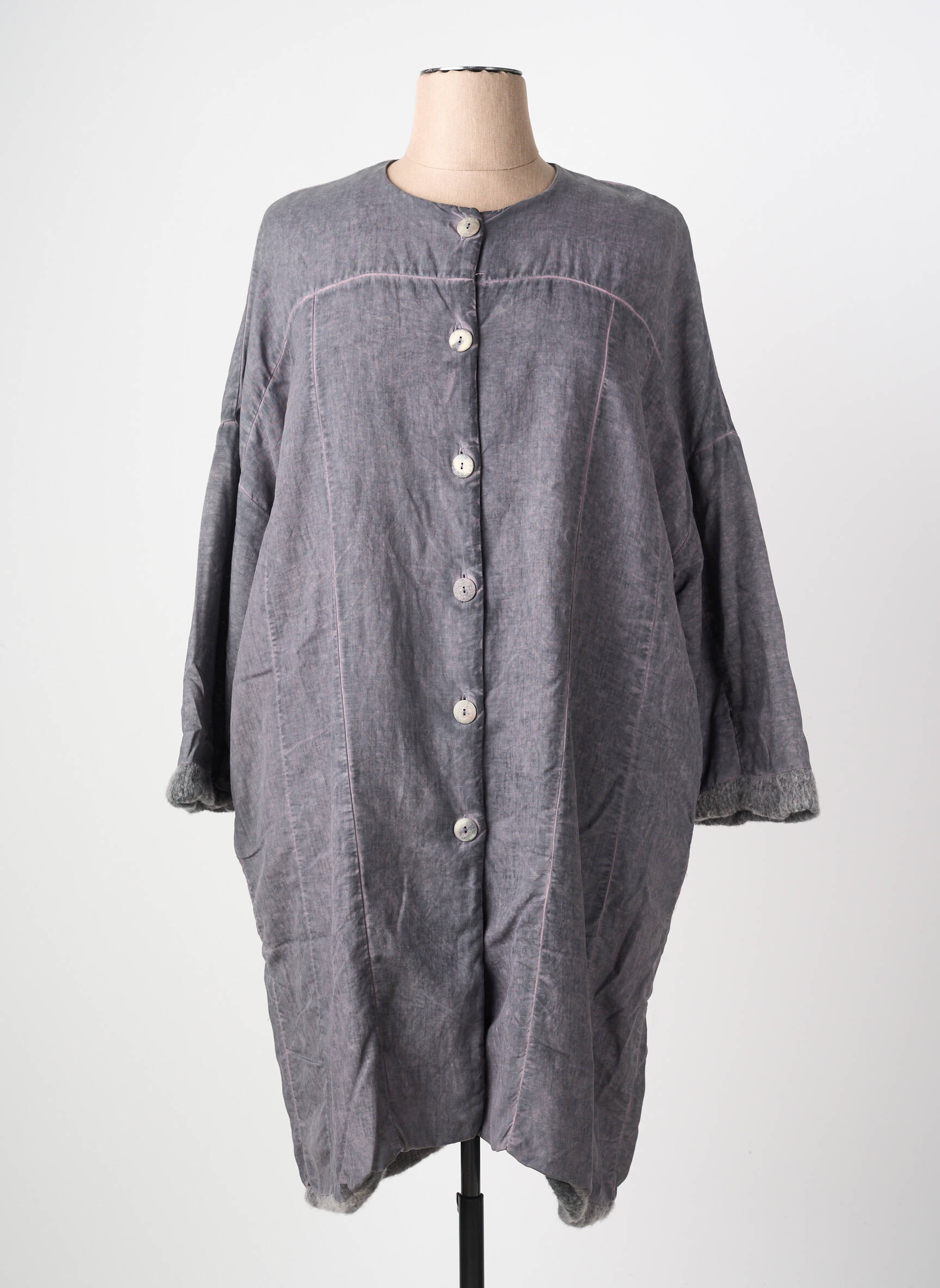 Veste casual col rond gris GRIZAS femme