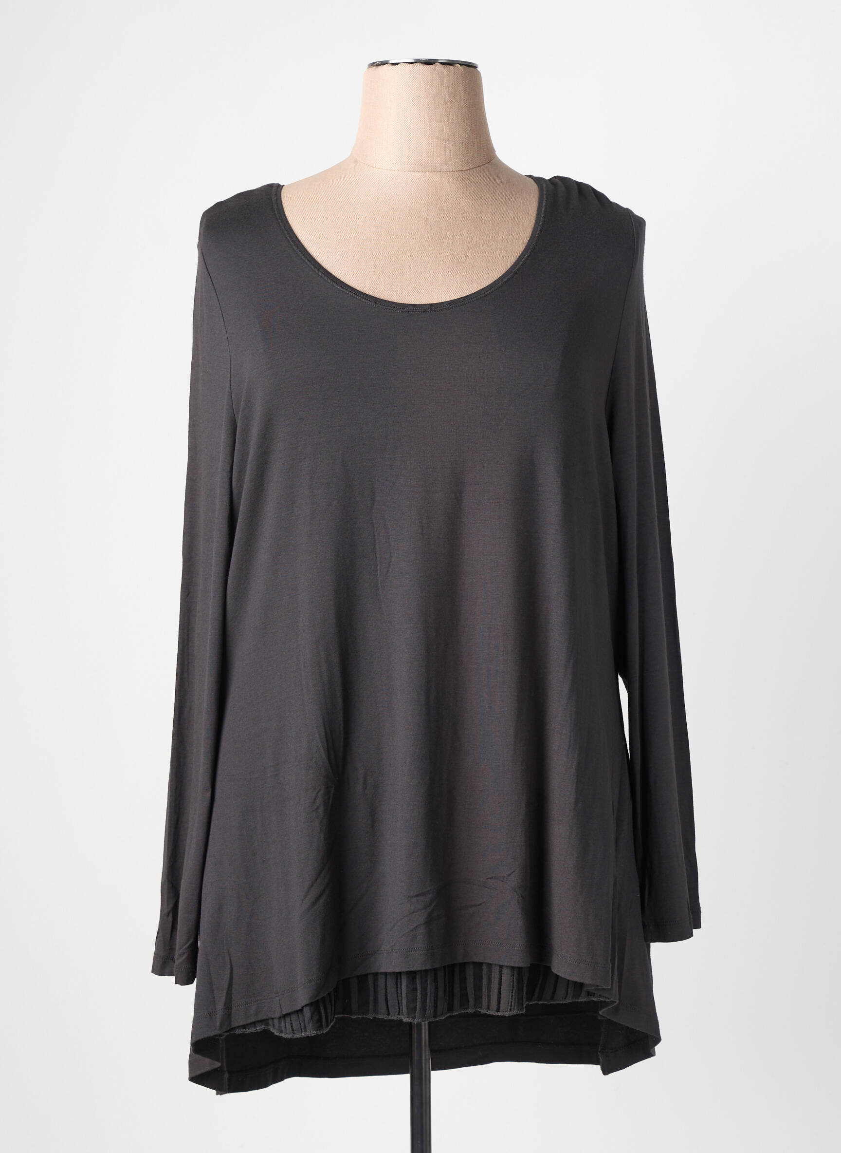 Tunique manches longues col rond gris VETONO femme
